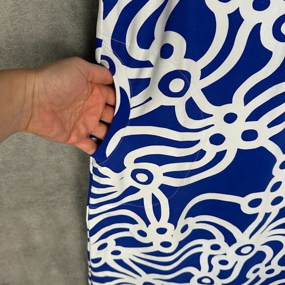 Lesley Evers Dress Womens Medium Blue Short Sleeve Stretch Comfort Resort Beach - Picture 4 of 13